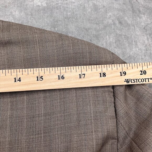 Linea Uomo Suit Men 40R 34Wx28L Brown Blue Stripe Super 100s Wool Classic Career - Picture 6 of 16